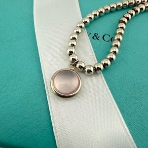 Tiffany & Co. Rose Quartz Sugar Stack Dot Bead Bracelet Sterling Silver